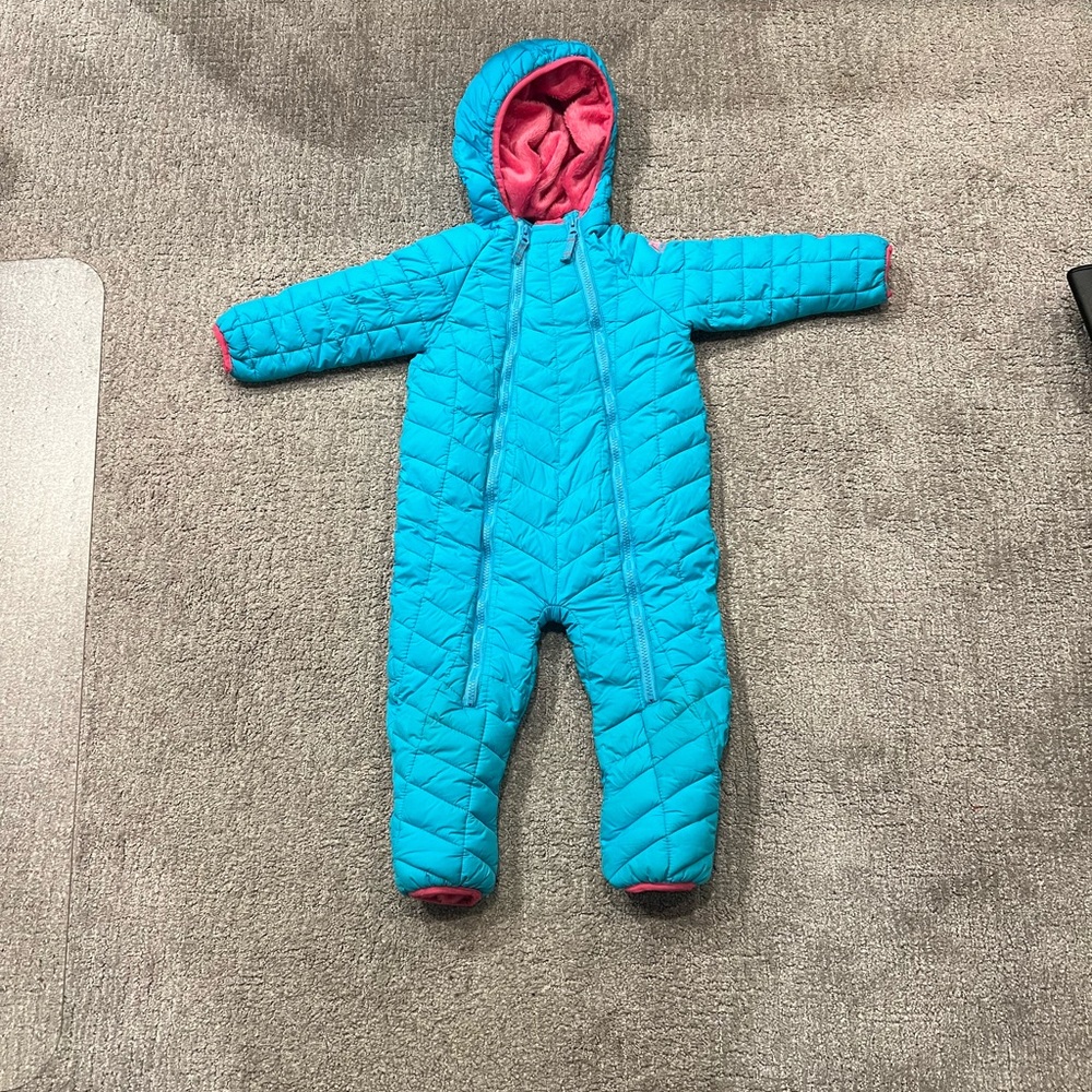 Snozu Blue and Pink Quilted Kids One Piece snowsuit